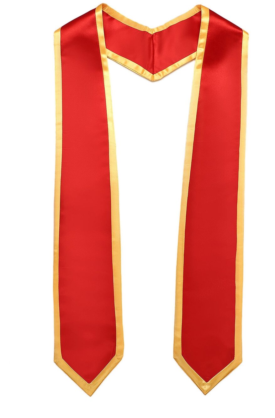8586 Unisex Adult Graduation Honor Stole Classic End With Trim 72" Long Red